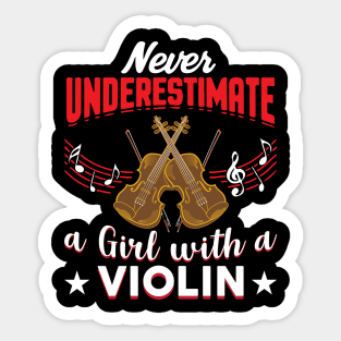 Never Underestimate a Girl with a Violin Sticker